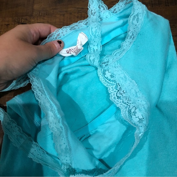 Hollister Tops Hollister Y2k Lace Trim Teal Blue Cami Tank Top Poshmark